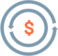 Dollar sign icon surrounded by two circular arrows.