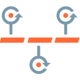 Icon depicting an automated workflow. Icon depicting an automated workflow.